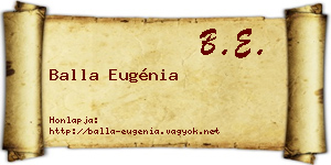Balla Eugénia névjegykártya